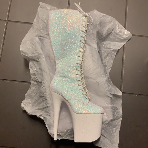 Pleaser Shoes - Flamingo 2020 Icy Glitter